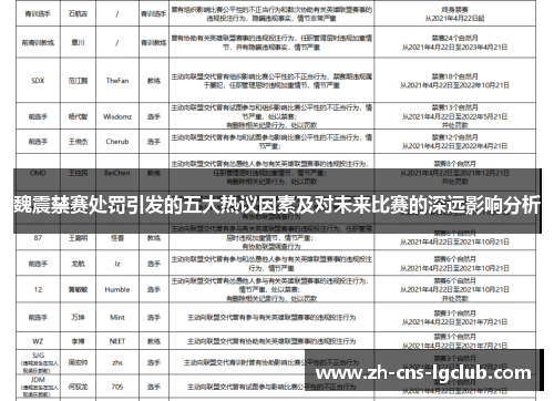 魏震禁赛处罚引发的五大热议因素及对未来比赛的深远影响分析